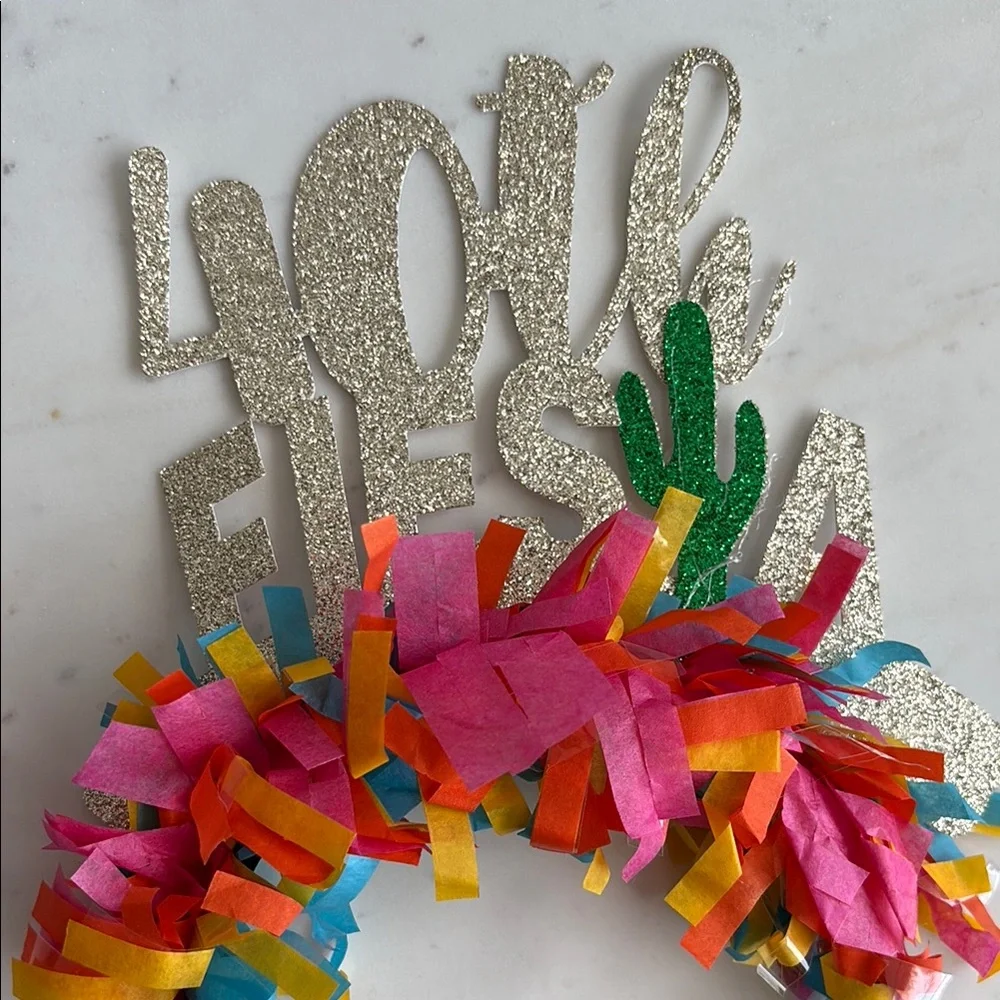 40th Fiesta Headband with Glitter Text